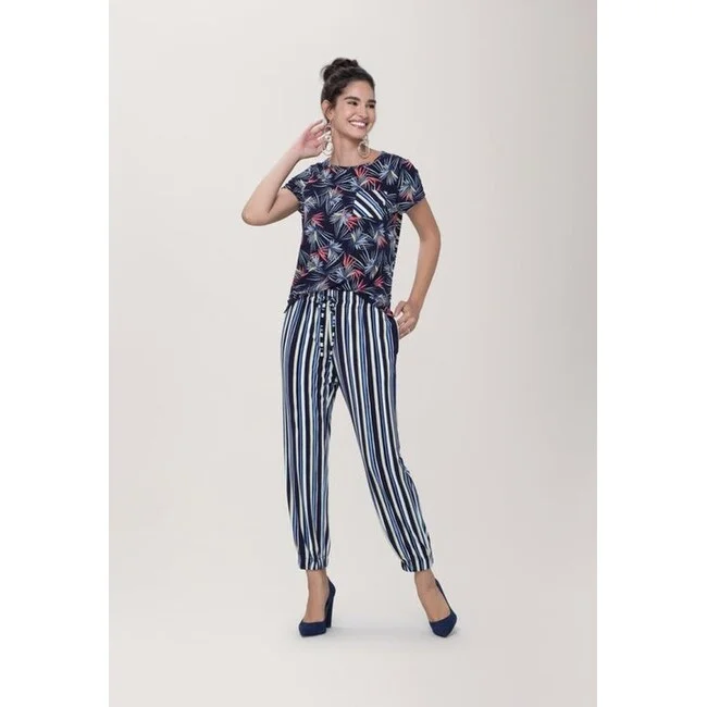 Leota Women's Poolside Stripe Tuxedo Jogger Pant Blue