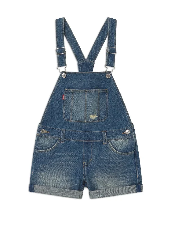 Levis Girls Denim Short Dungarees, Denim Blue