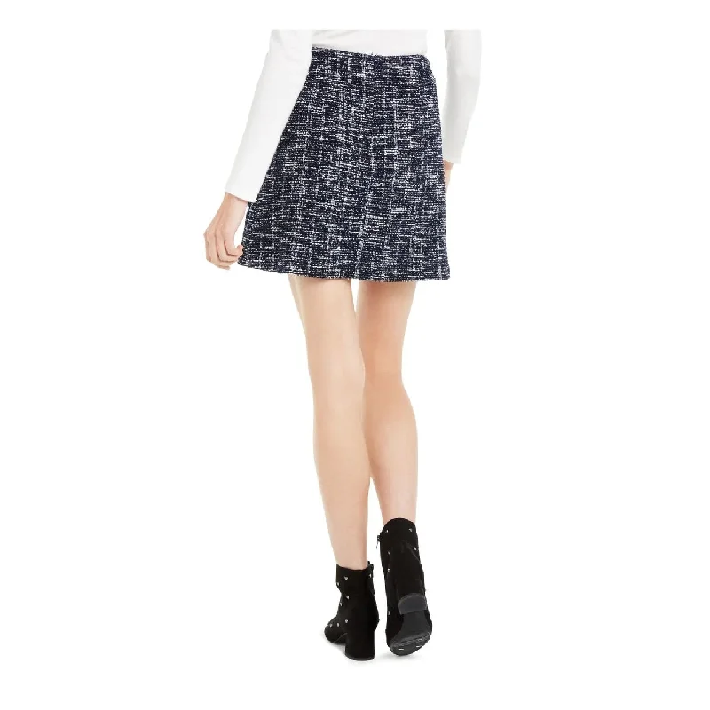 Maison Jules Women's Zippered Speckle Mini A-Line Skirt Navy Size 6