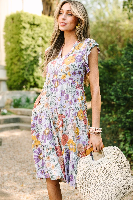 Make It Your Own Lavender Purple Floral Tiered Dress