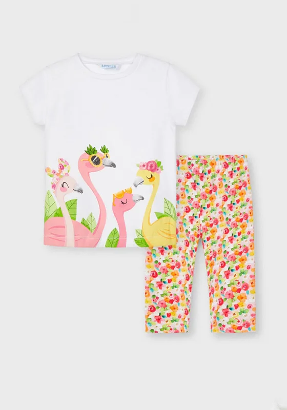 Mayoral Girls Flamingo Top and Leggings Set, Multi