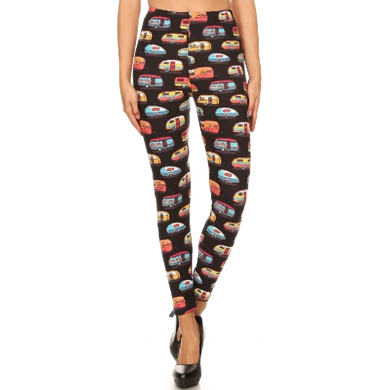 Multicolored Campers Printed High Waisted Leggings