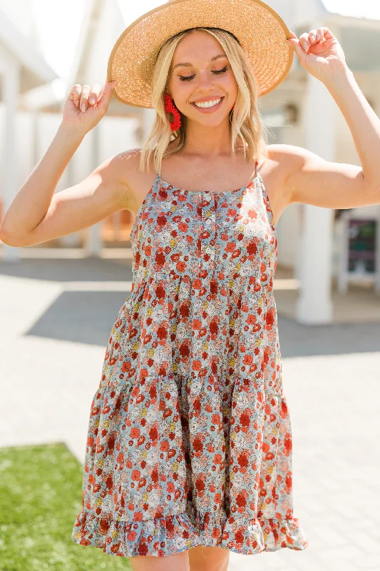 Now You Know Light Denim Floral Dress