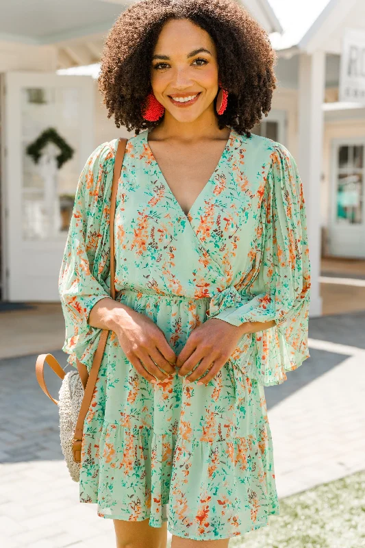 Picture It Sage Green Ditsy Floral Dress