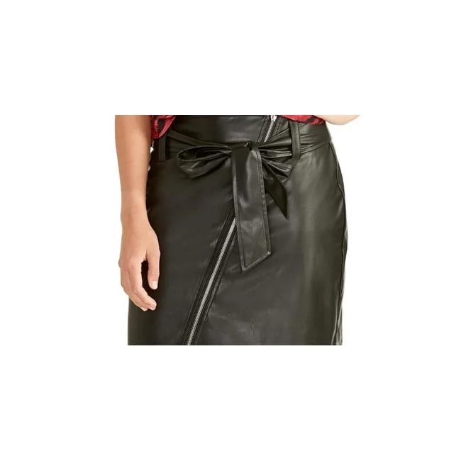 Rachel Roy Women's Faux Leather Zipper Mini Skirt Black Size 2