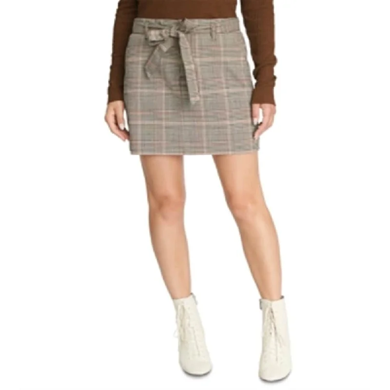 Sanctuary Girl's Inland Sashed Plaid Mini Skirt Gray Size30 - 30