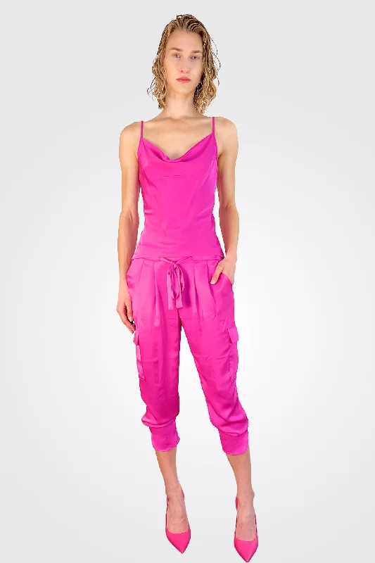 Satin Pocket Allyn Pant - Pink