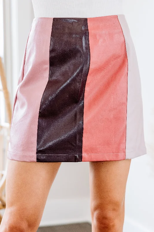 Show Me The Way Pink Colorblock Skirt