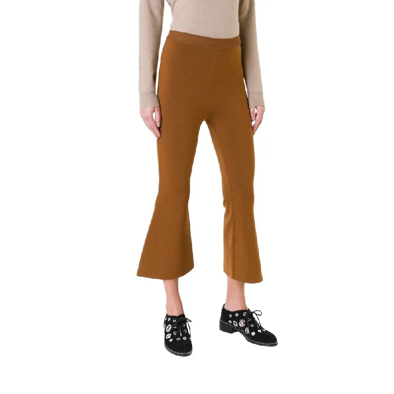 Stella McCartney Women's Rust Wool-blend Wide-leg Cropped Flare Pants