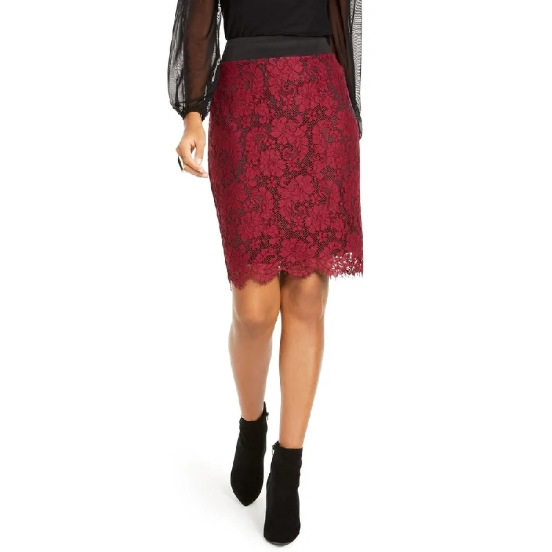 Thalia Sodi Women's Lace Pencil Skirt Red Size Small