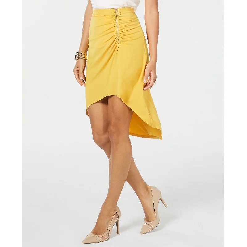 Thalia Sodi Women's Ruched High Low Skirt Dark Yellow Size Medium