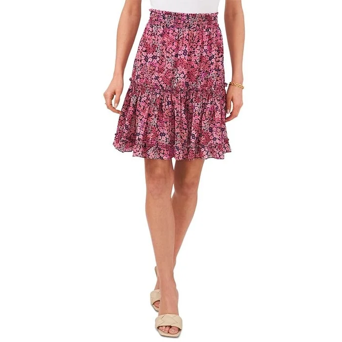 Vince Camuto Women's Meadow Medley Smocked Tiered Skirt Red Size X-Large