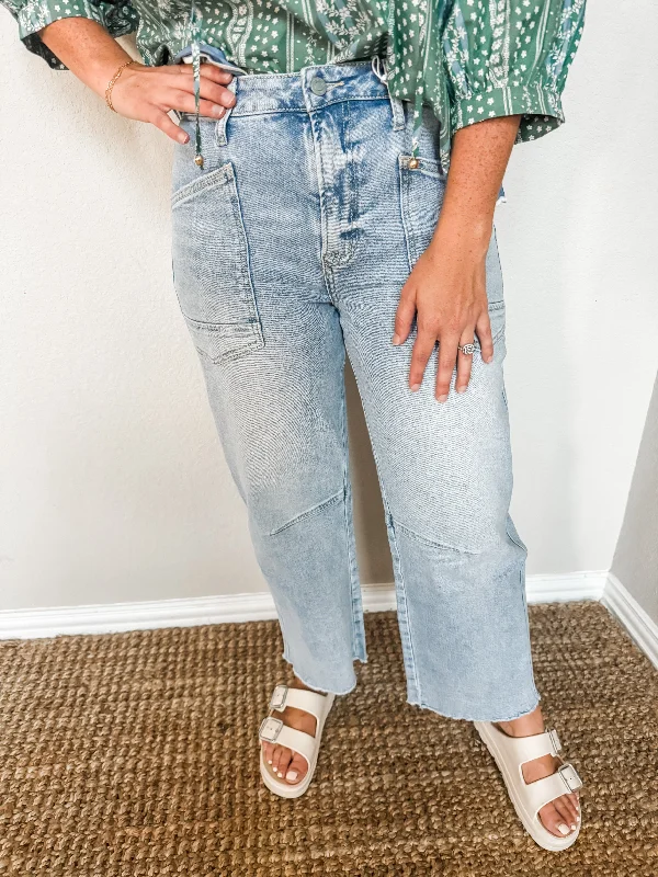 Zoee High Rise Barrel Leg Denim