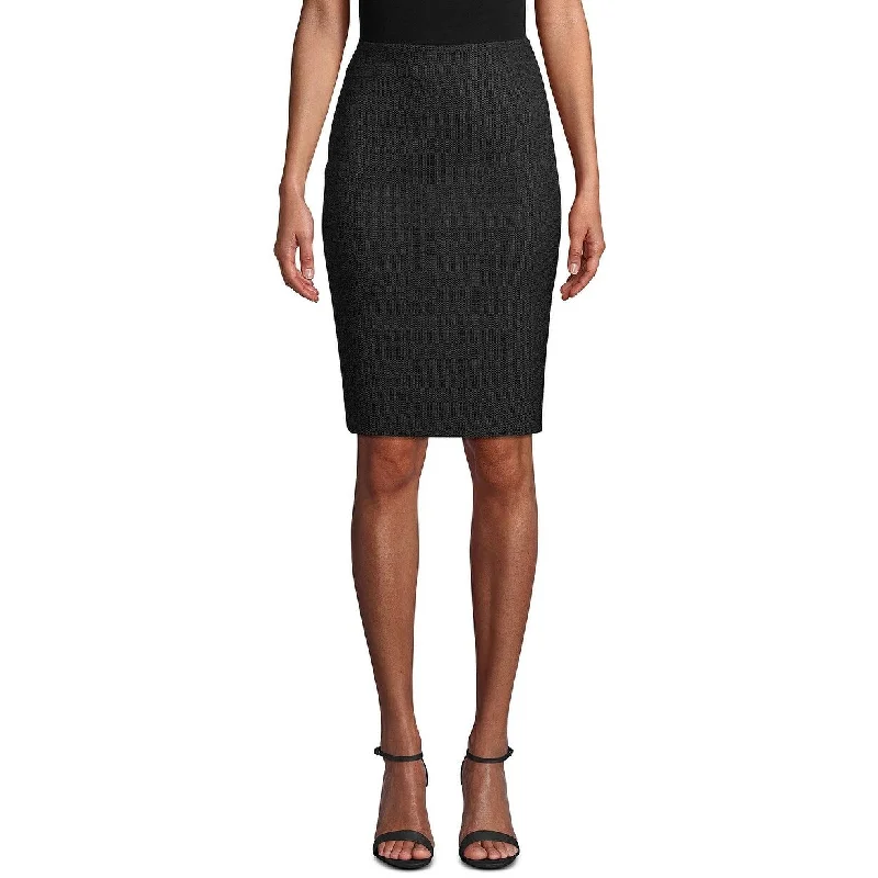 Anne Klein Women's Woven Basketweave Pencil Skirt Black Size 16