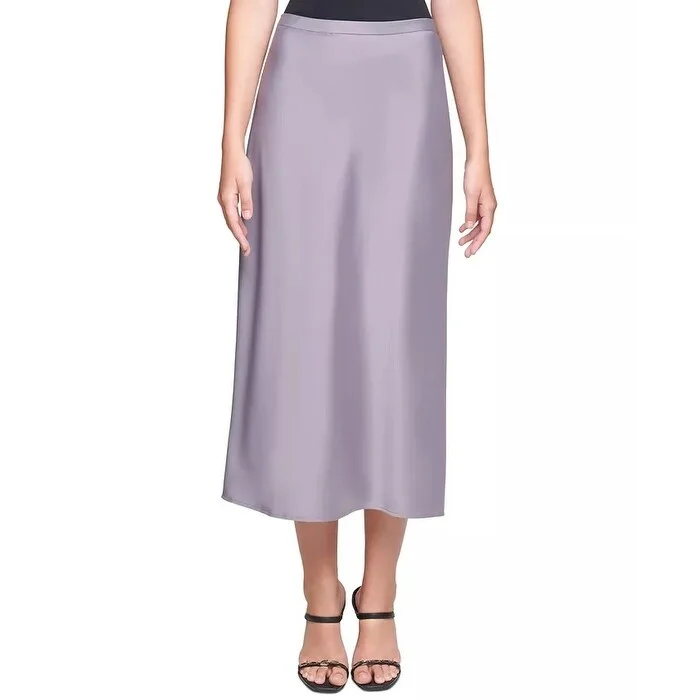 Calvin Klein Women's A-Line Midi Skirt Silver Size 2