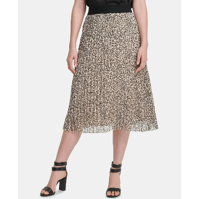 DKNY Women's Pull-On Pleated Skirt Dark Gray Size Small