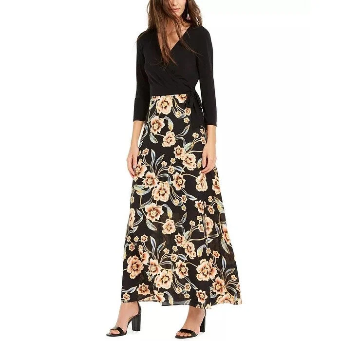 INC International Concepts Women's Printed-Skirt Dress Black Size 0