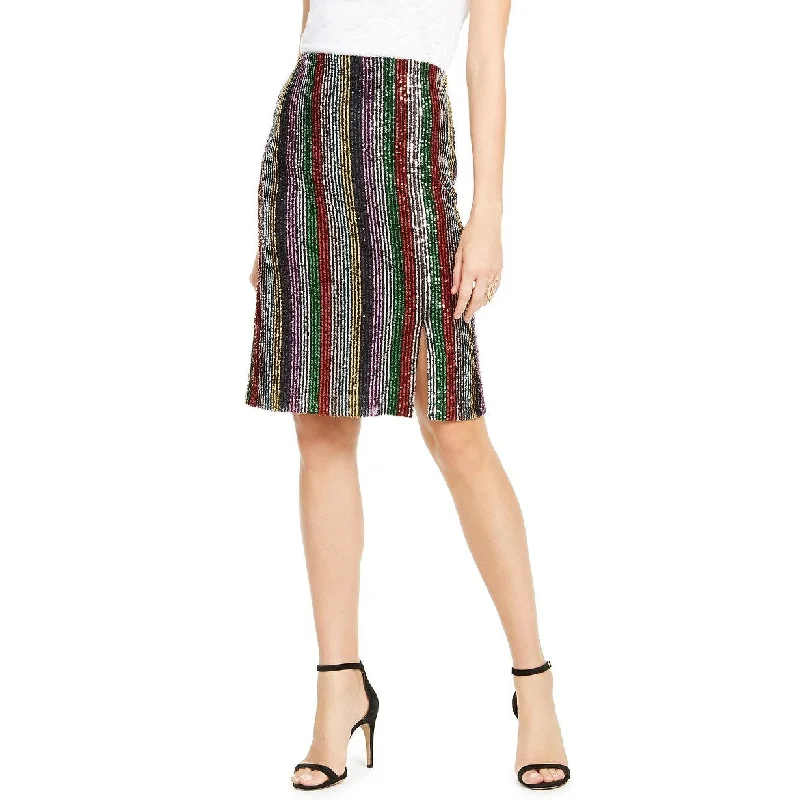 INC International Concepts Women's Rainbow Sequin Skirt Black Size Large