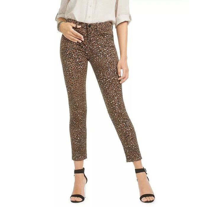 Jen7 By 7 For All Mankind Women's Animal Printed Ankle Skinny Jeans Dark Beige Size 8