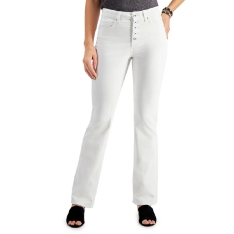 Style & Co Women's Button-Fly Bootcut Jeans White Size 14