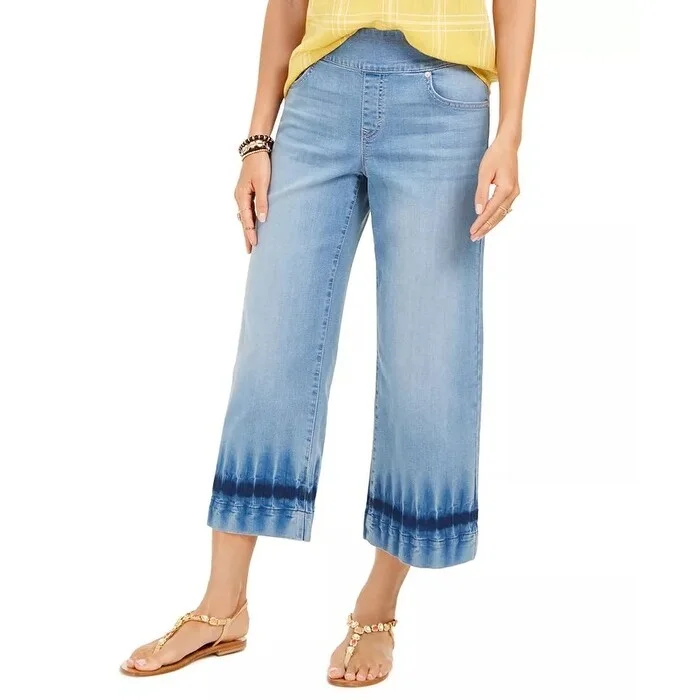 Style & Co Women's Dyed Wide Leg Cropped Jeans Blue Size X-Large - XL